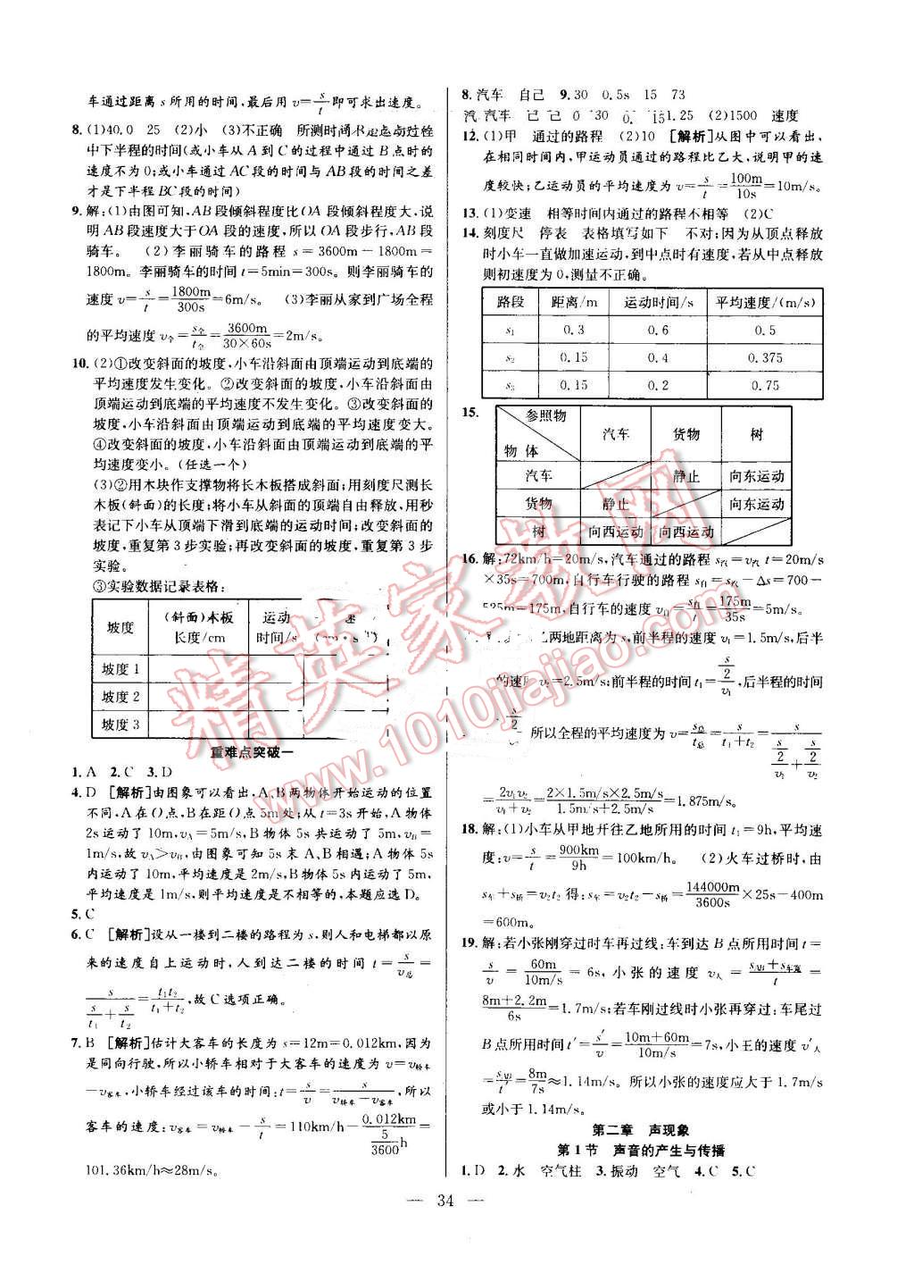 2016年激活思維智能訓練課時導學練八年級物理上冊人教版 第2頁