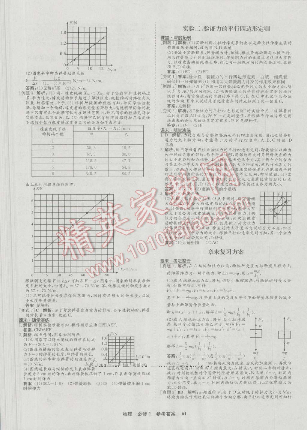 状元桥优质课堂物理必修1人教版 参考答案第13页