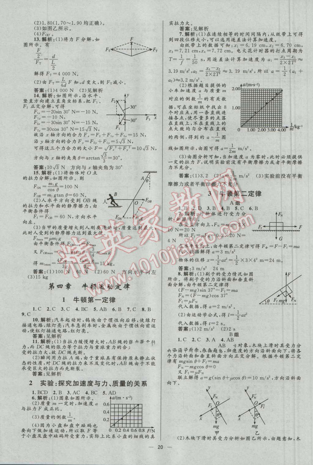 高中同步學(xué)考優(yōu)化設(shè)計(jì)物理必修1人教版 參考答案第20頁