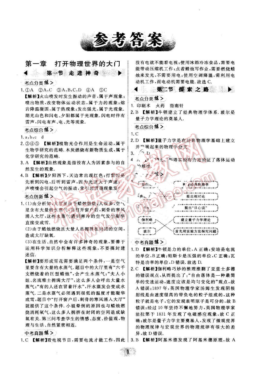 2016年北大綠卡八年級(jí)物理上冊(cè)滬科版 第1頁