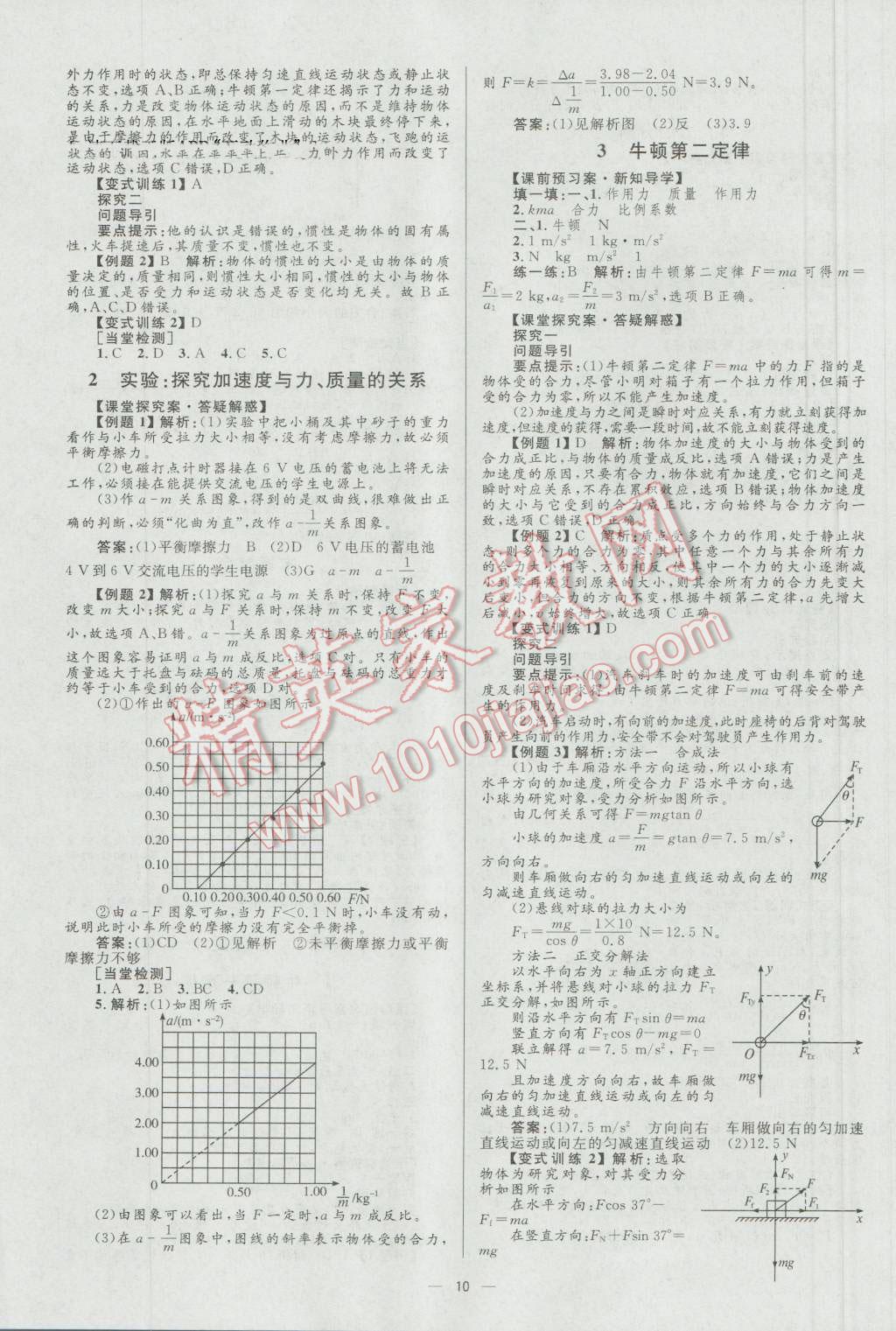 高中同步學(xué)考優(yōu)化設(shè)計(jì)物理必修1人教版 參考答案第10頁(yè)