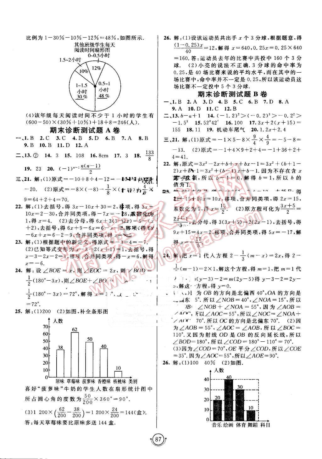 2016年海淀單元測試AB卷七年級數(shù)學(xué)上冊北師大版 第7頁