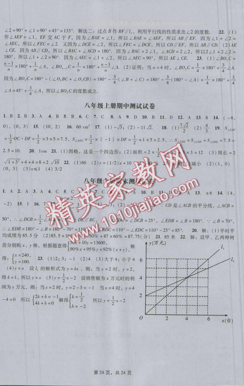 2016年深圳金卷初中数学课时作业AB本八年级上册 第24页