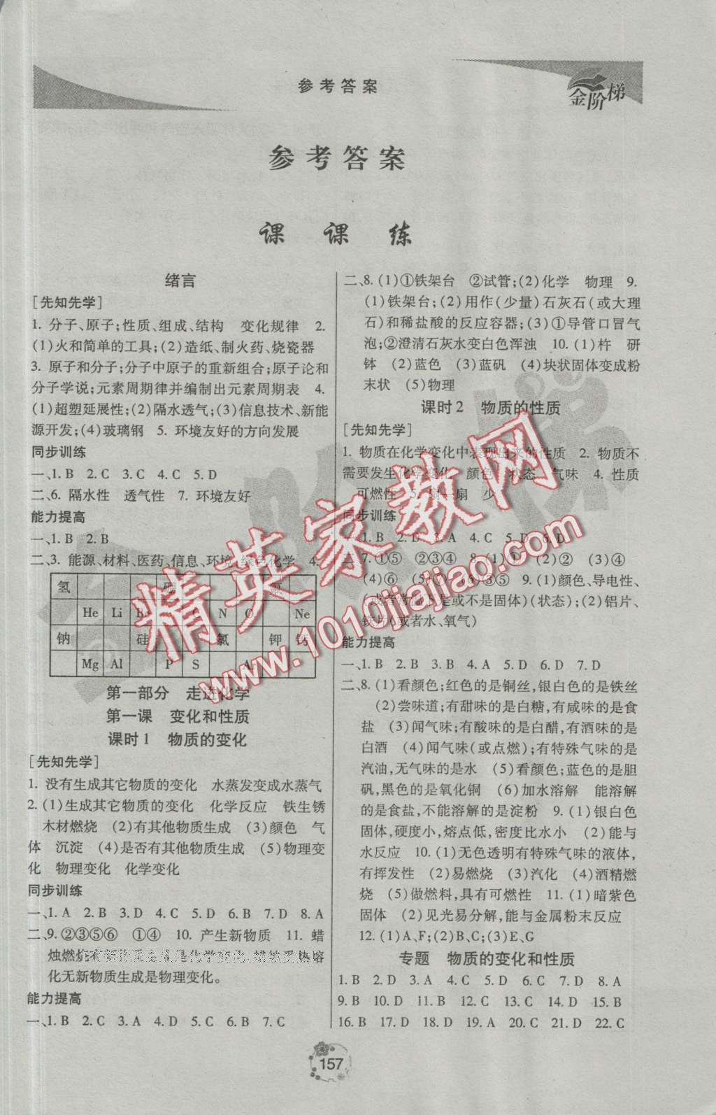 2016年金階梯課課練單元測八年級化學(xué)上冊 第1頁