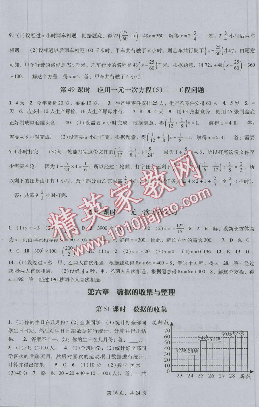 2016年深圳金卷初中數(shù)學(xué)課時作業(yè)AB本七年級上冊 第16頁