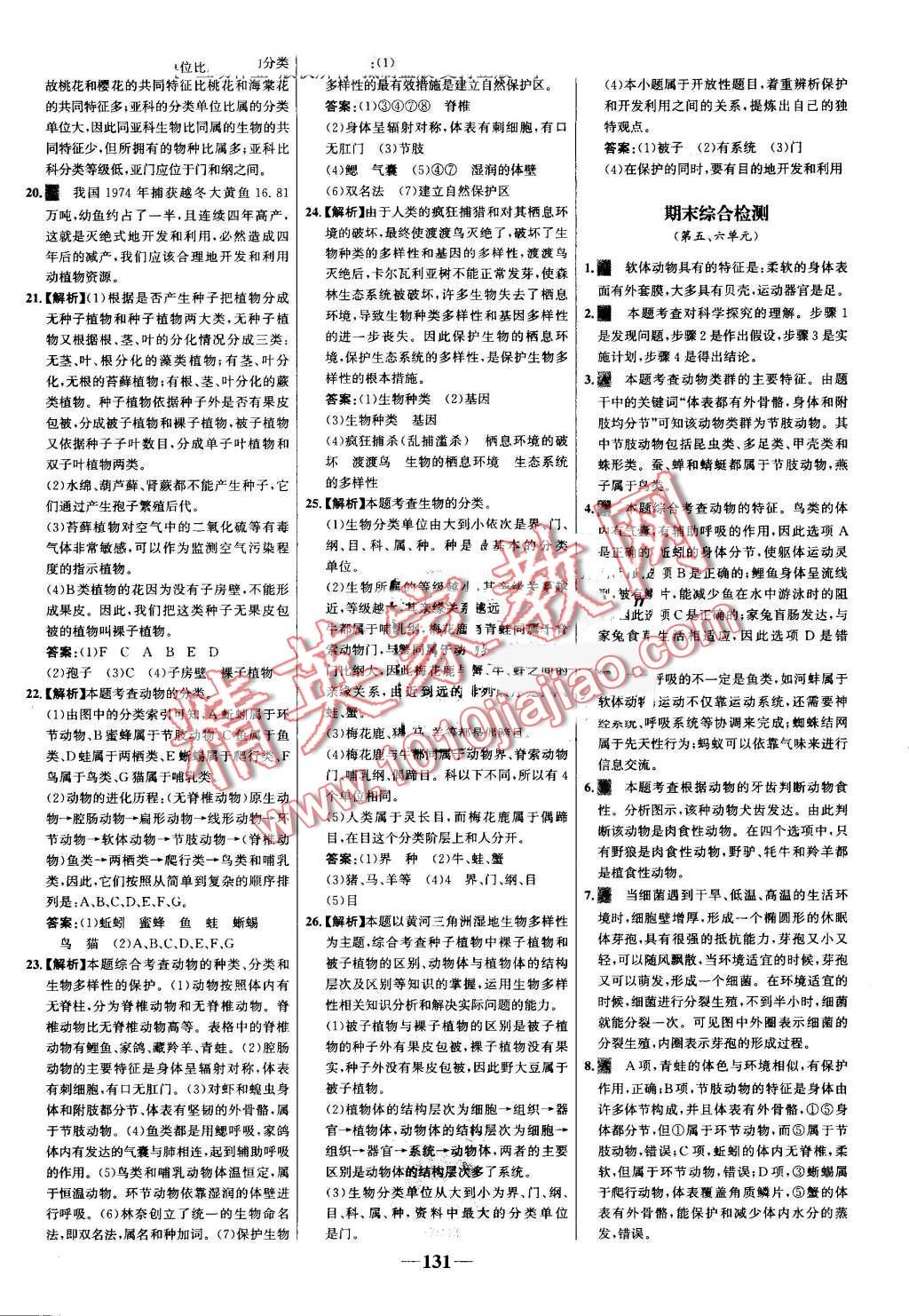 2016年世紀(jì)金榜金榜學(xué)案八年級生物上冊人教版 第31頁