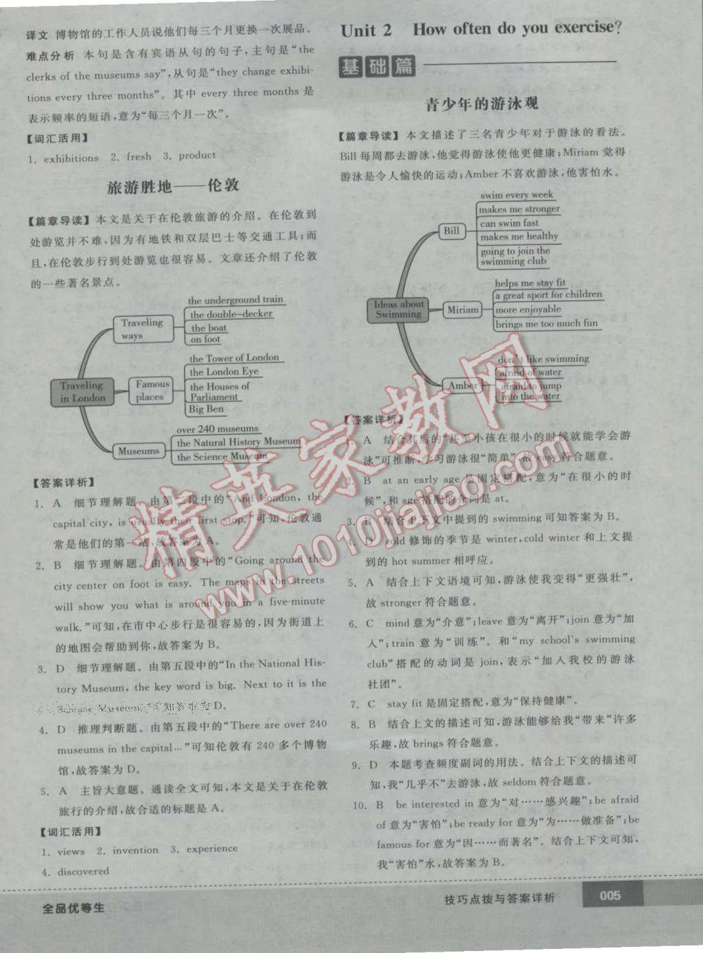 2016年全品优等生完形填空加阅读理解八年级英语上册人教版 第5页