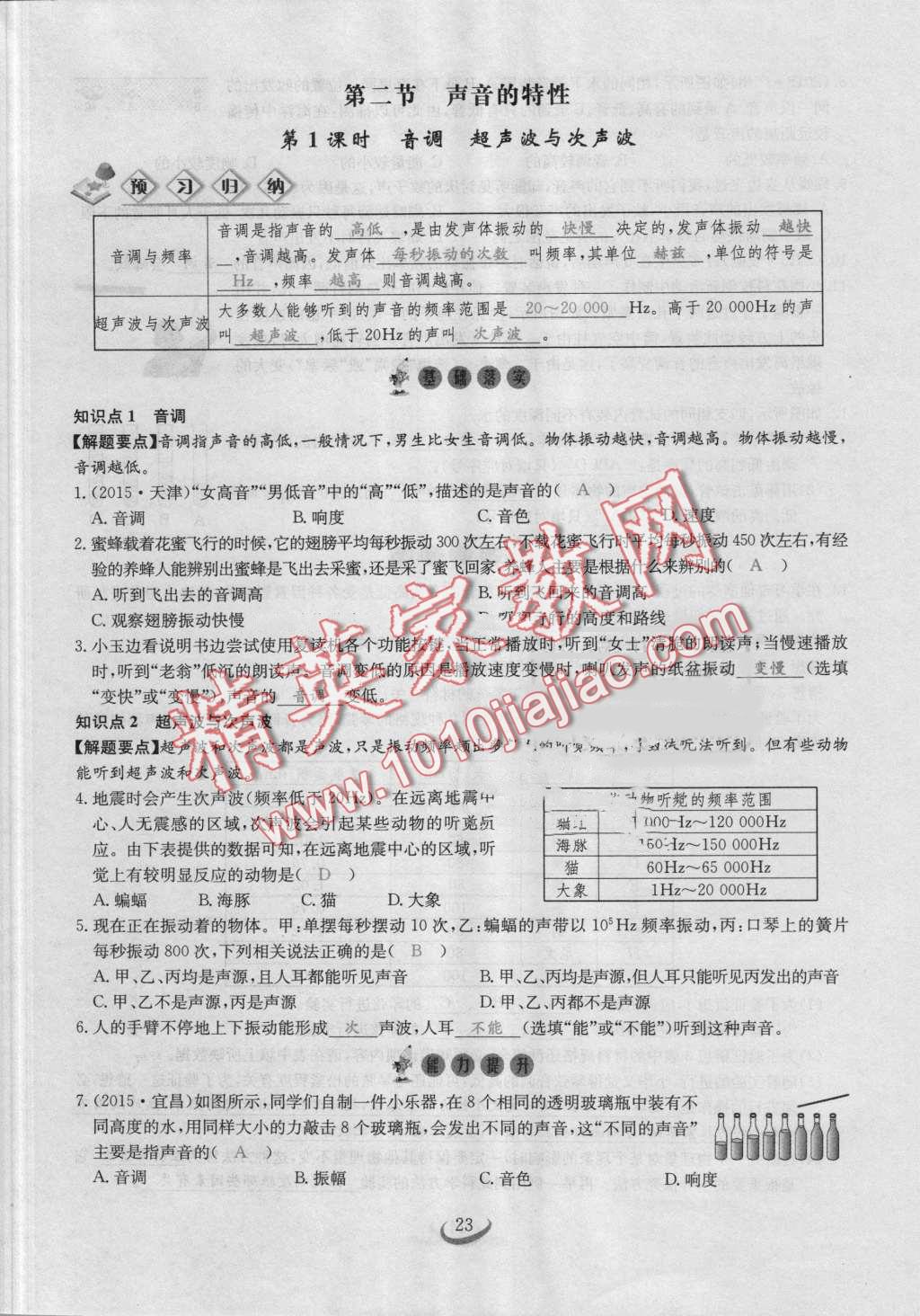 2016年思維新觀察八年級(jí)物理上冊(cè)人教版 第23頁