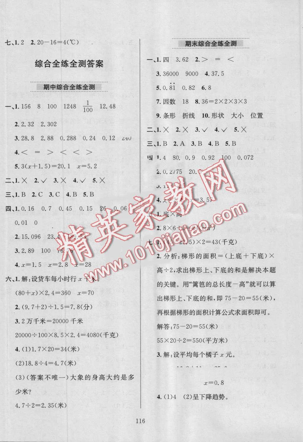 2016年小学教材全练五年级数学上册青岛版 第20页