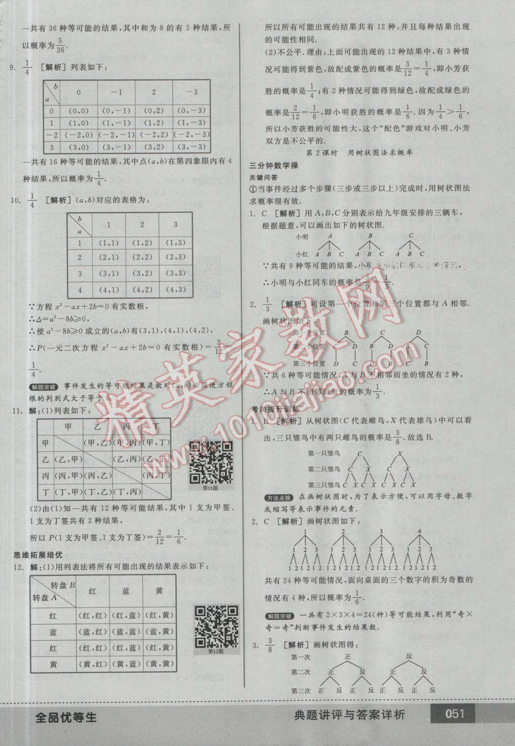 2016年全品优等生九年级数学上册人教版 第50页