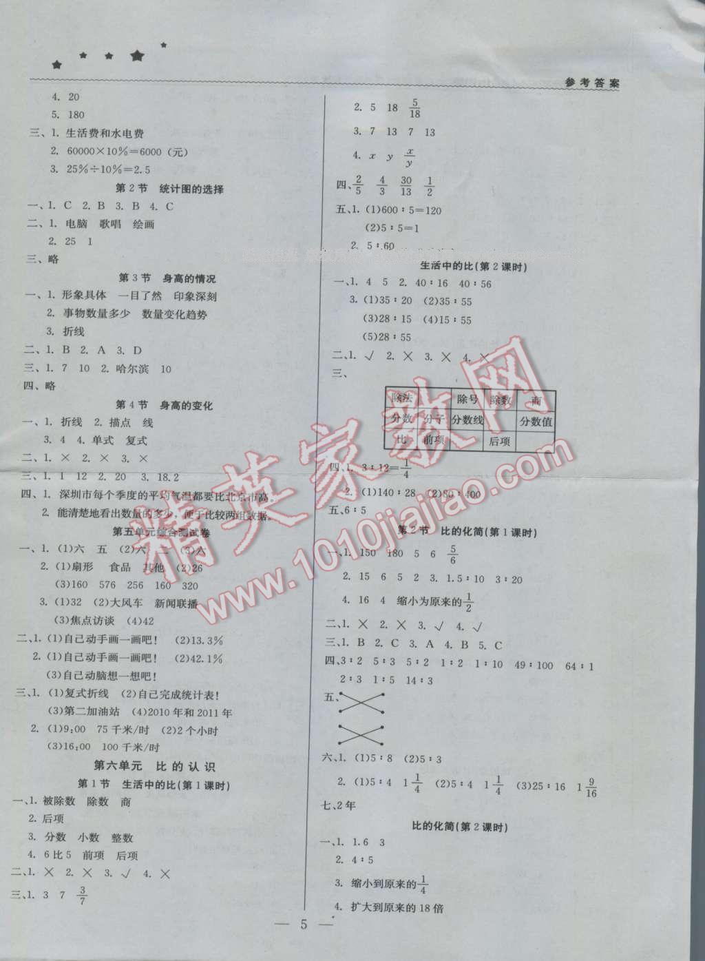 2016年1加1轻巧夺冠优化训练六年级数学上册北师大版银版 第5页