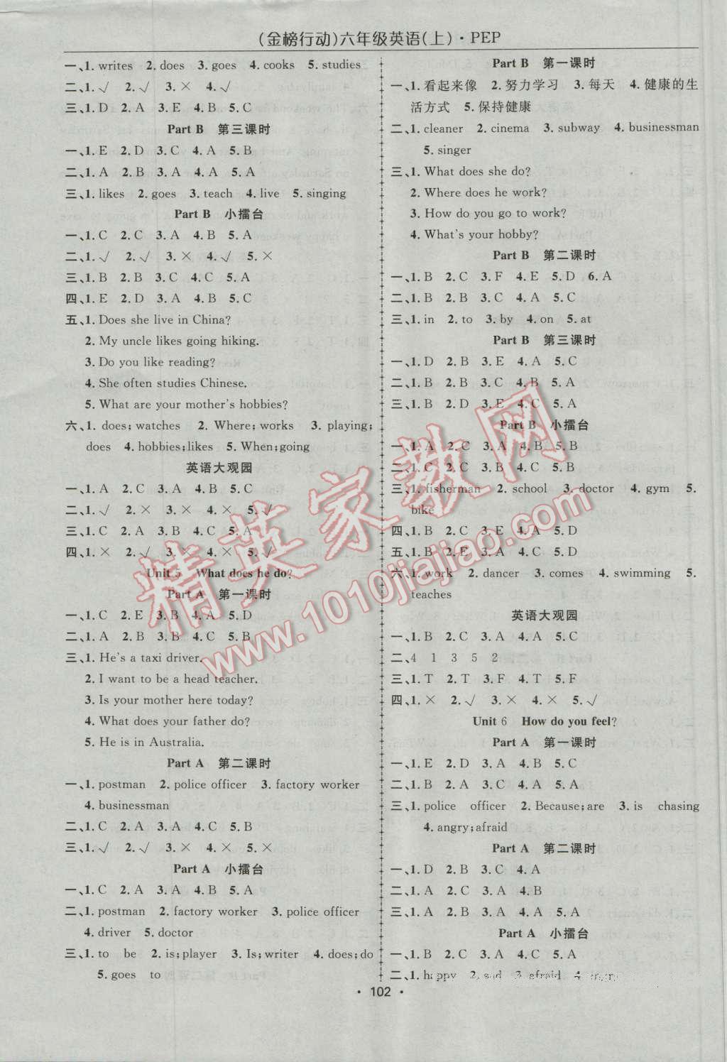 2016年金榜行動(dòng)高效課堂助教型教輔六年級(jí)英語(yǔ)上冊(cè)人教PEP版 第3頁(yè)