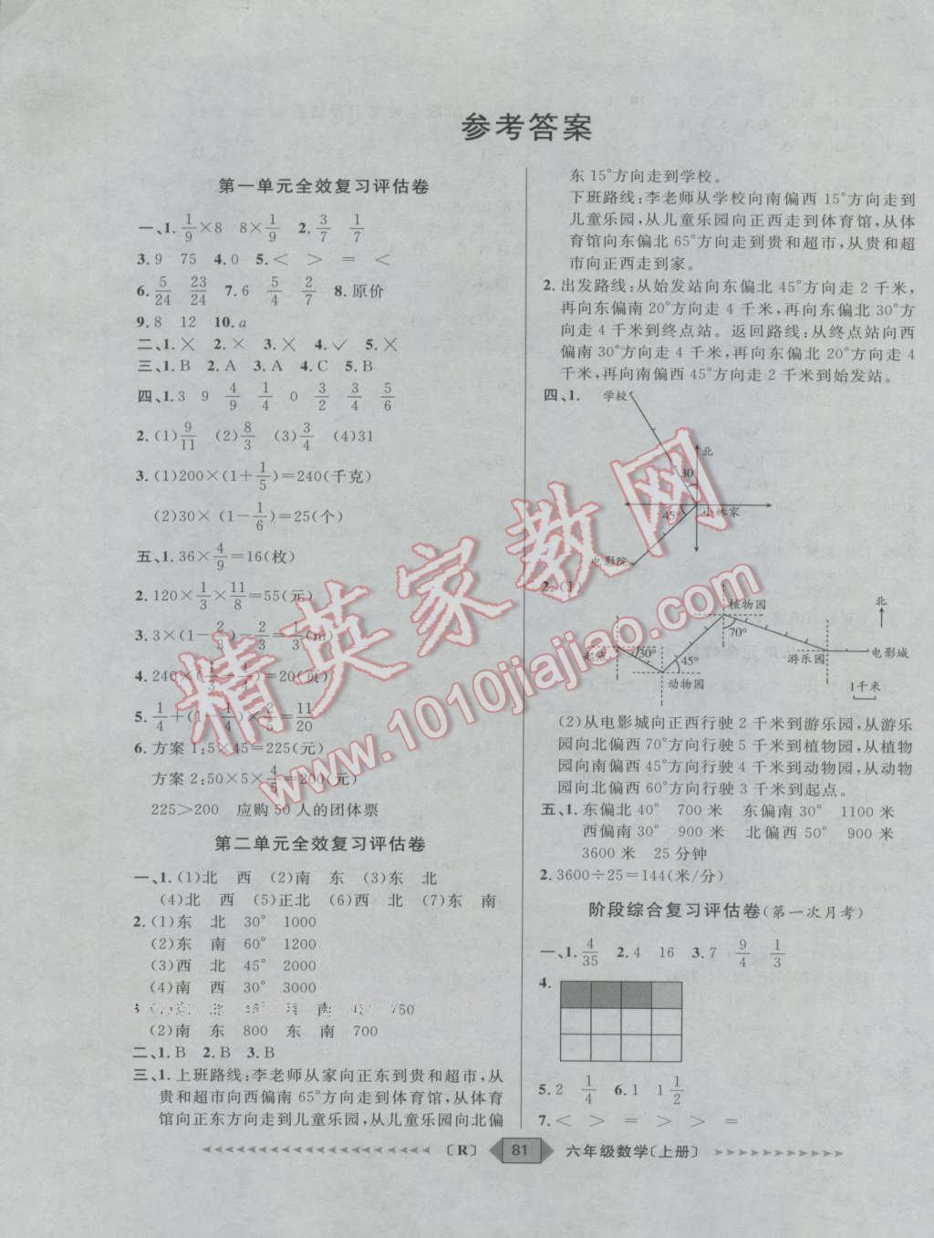 2016年阳光计划第二步六年级数学上册人教版 第1页