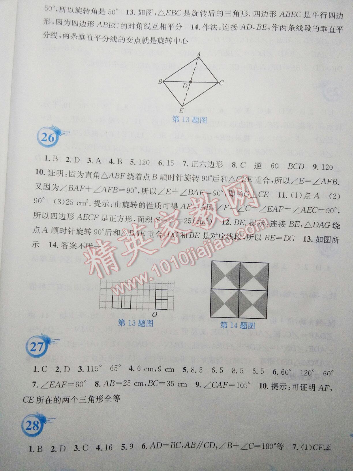 2016年暑假作业八年级数学北师大版安徽教育出版社 第29页