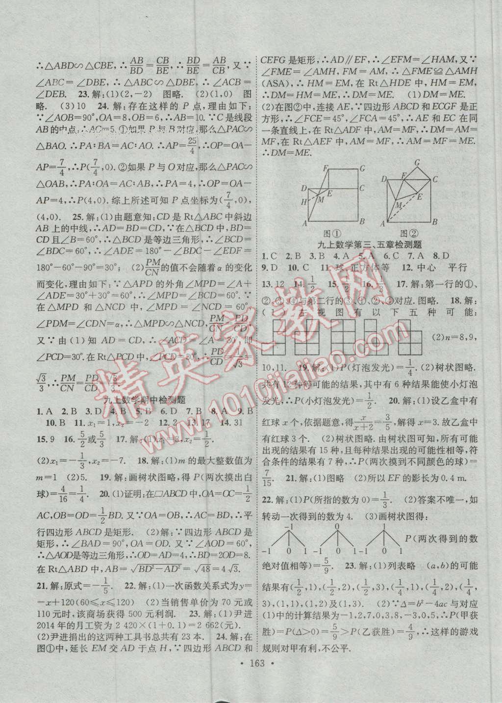 2016年課堂導練1加5九年級數(shù)學上冊北師大版 參考答案第40頁