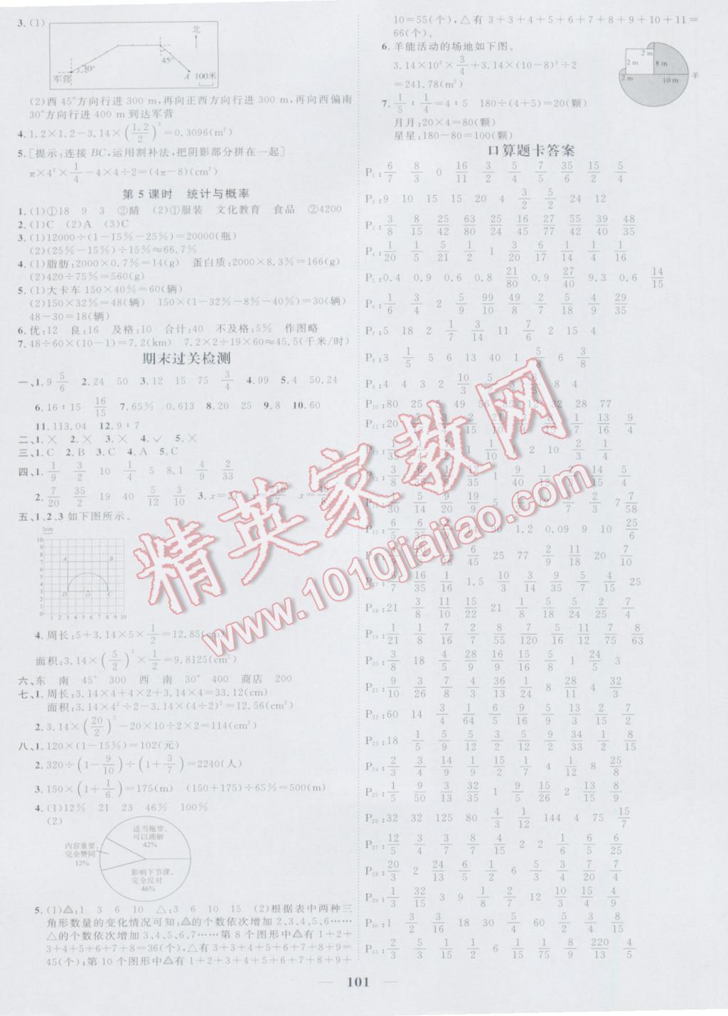 2016年陽光課堂課時(shí)優(yōu)化作業(yè)六年級(jí)數(shù)學(xué)上冊(cè)人教版 參考答案第9頁