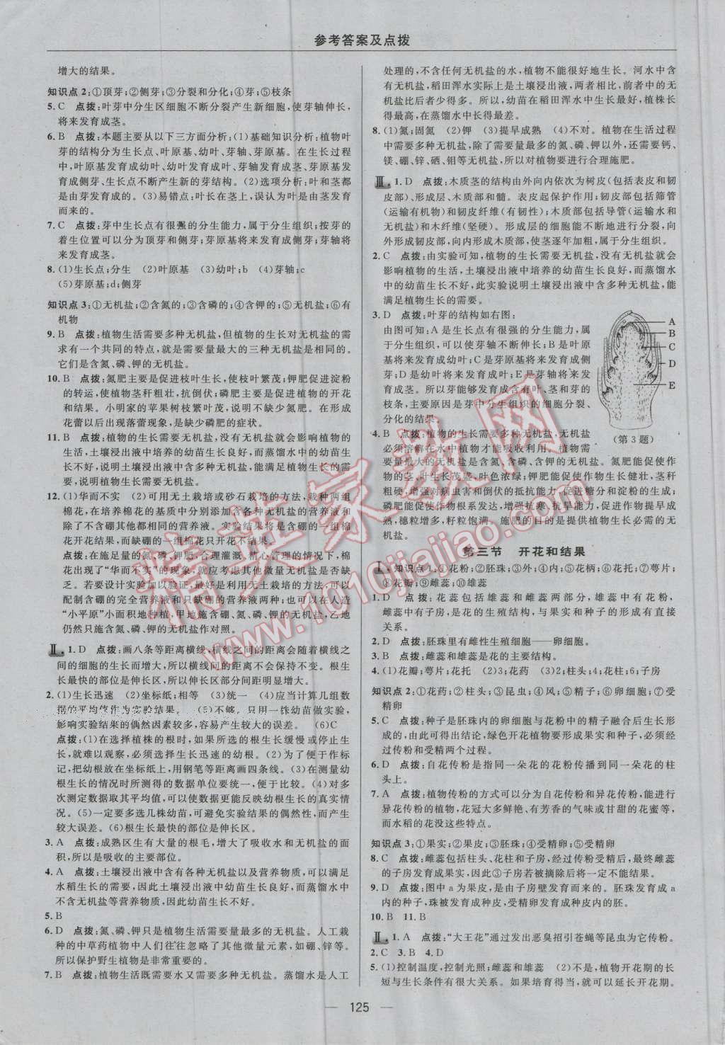 2016年綜合應用創(chuàng)新題典中點七年級生物上冊人教版 參考答案第19頁