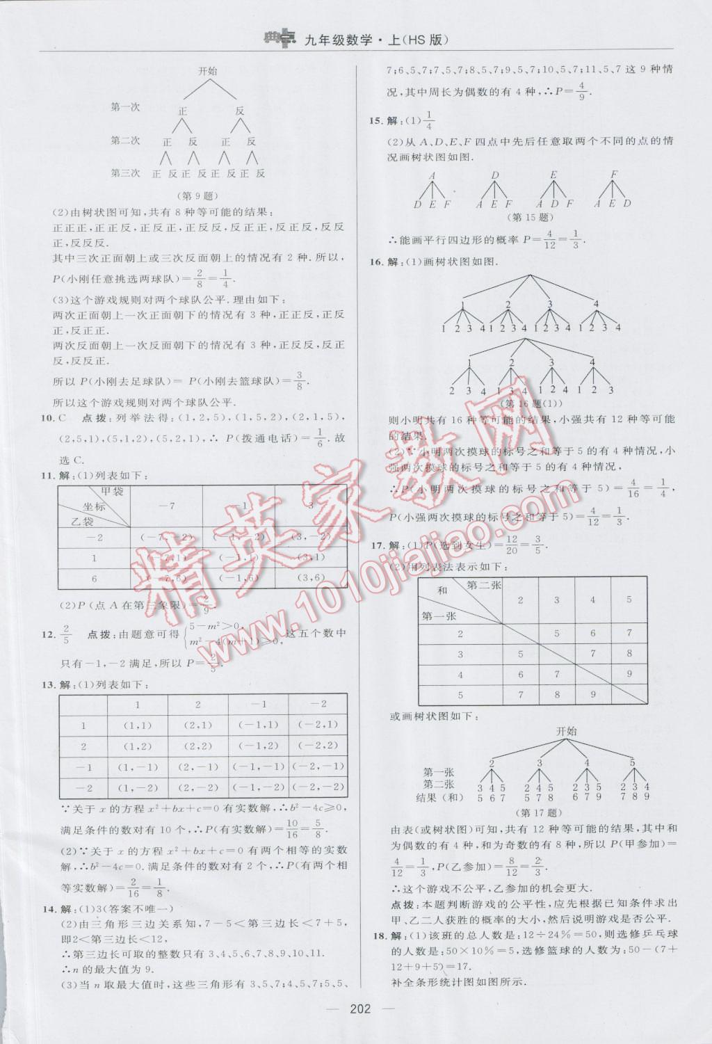 2016年综合应用创新题典中点九年级数学上册华师大版 参考答案第46页