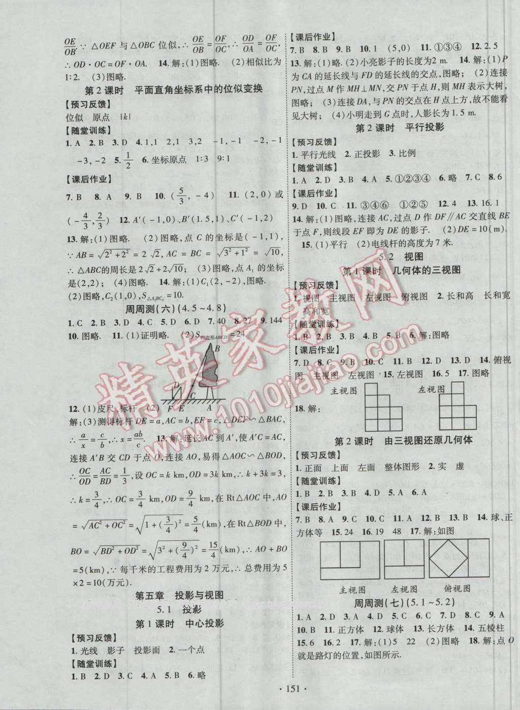 2016年课时掌控九年级数学上册北师大版 参考答案第11页