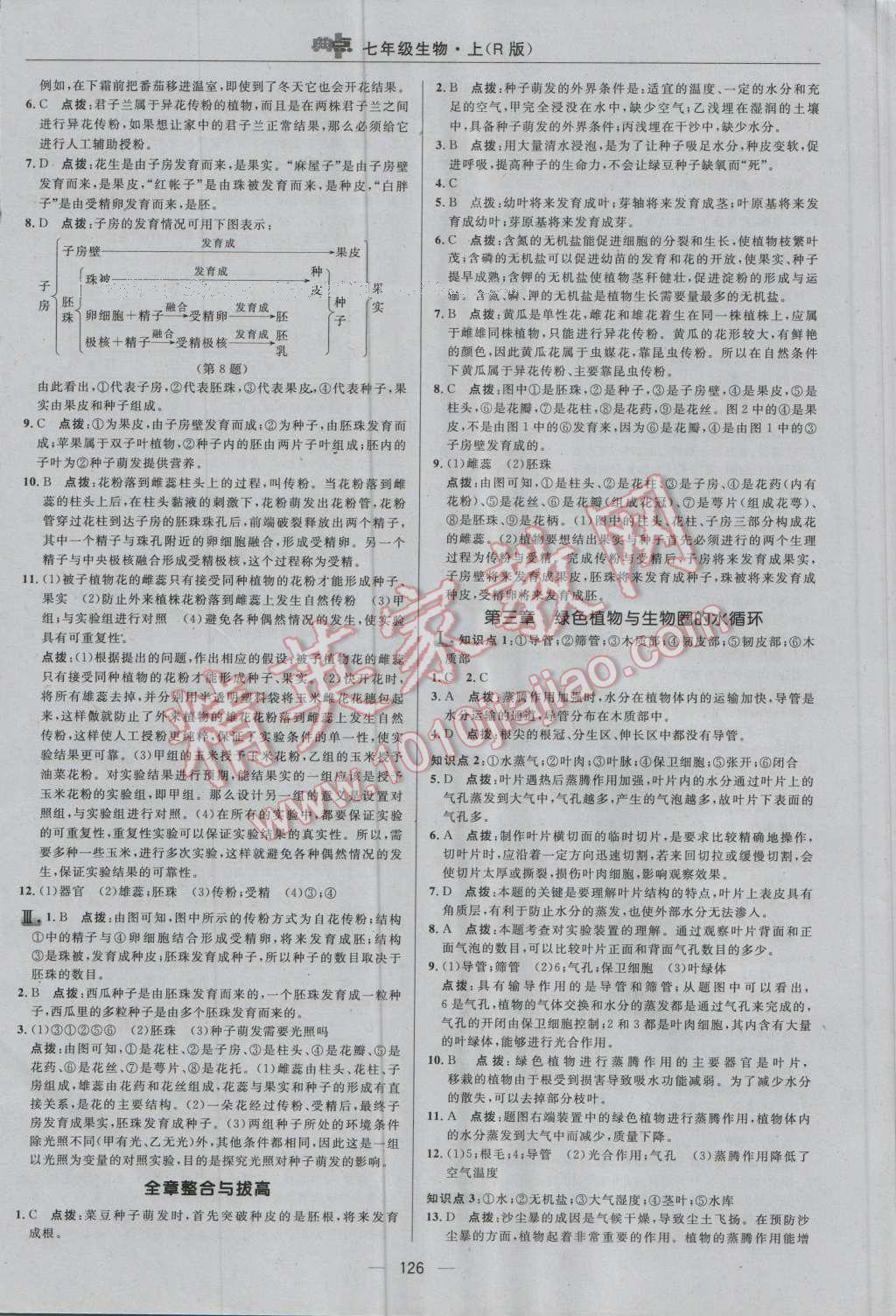 2016年综合应用创新题典中点七年级生物上册人教版 参考答案第20页