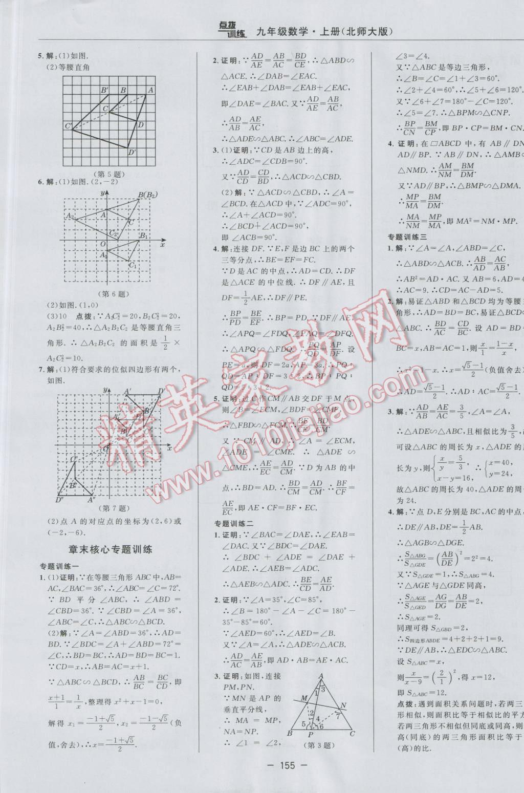 2016年點(diǎn)撥訓(xùn)練九年級(jí)數(shù)學(xué)上冊(cè)北師大版 參考答案第25頁(yè)