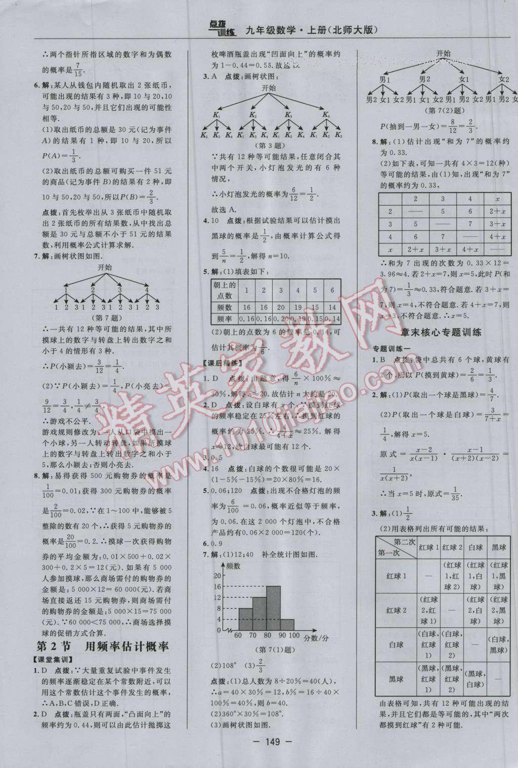 2016年點撥訓(xùn)練九年級數(shù)學(xué)上冊北師大版 參考答案第19頁