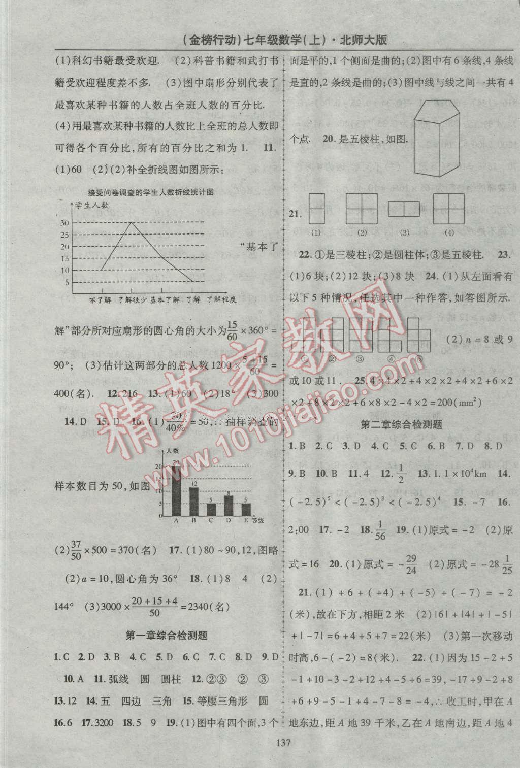 2016年金榜行动课时导学案七年级数学上册北师大版 参考答案第13页