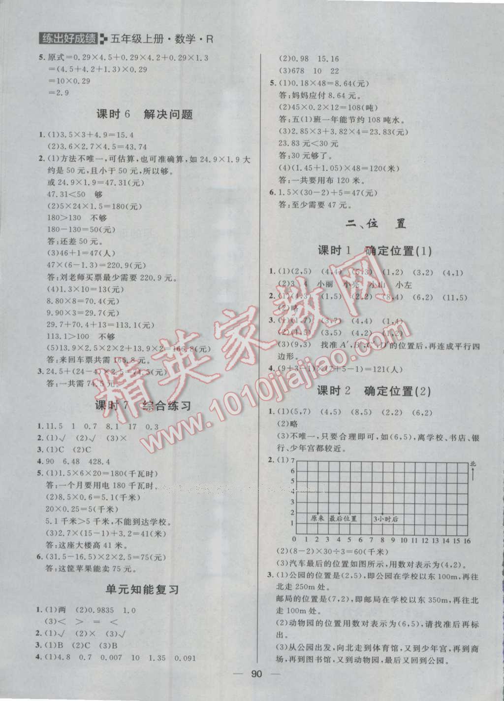 2016年练出好成绩五年级数学上册人教版 参考答案第2页