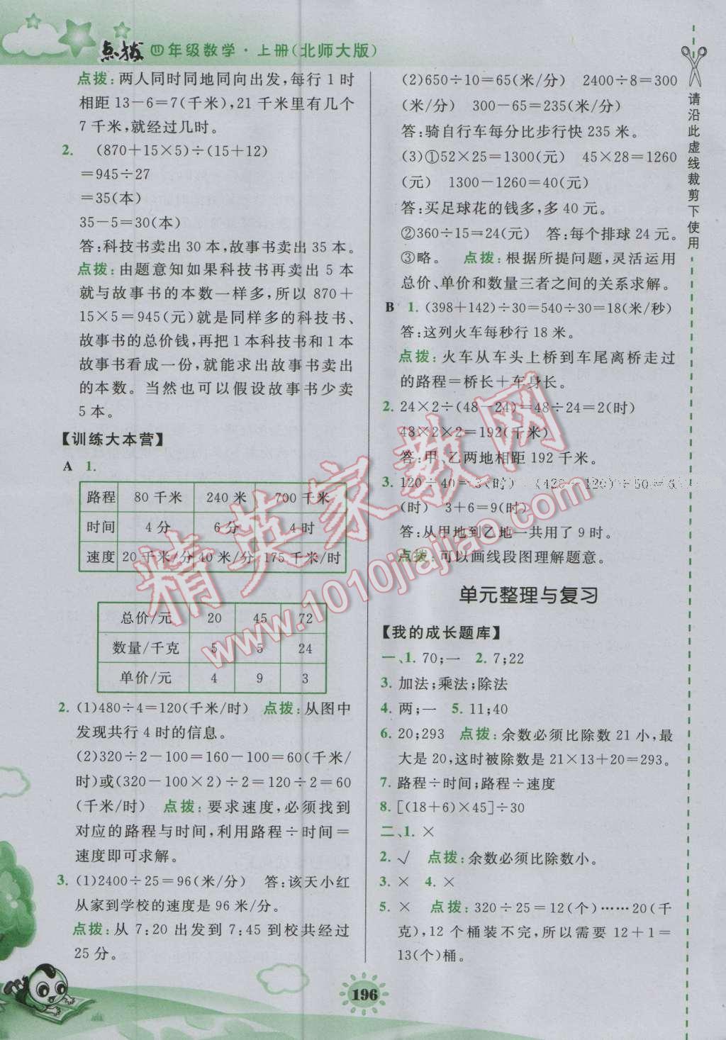 2016年特高级教师点拨四年级数学上册北师大版 参考答案第22页