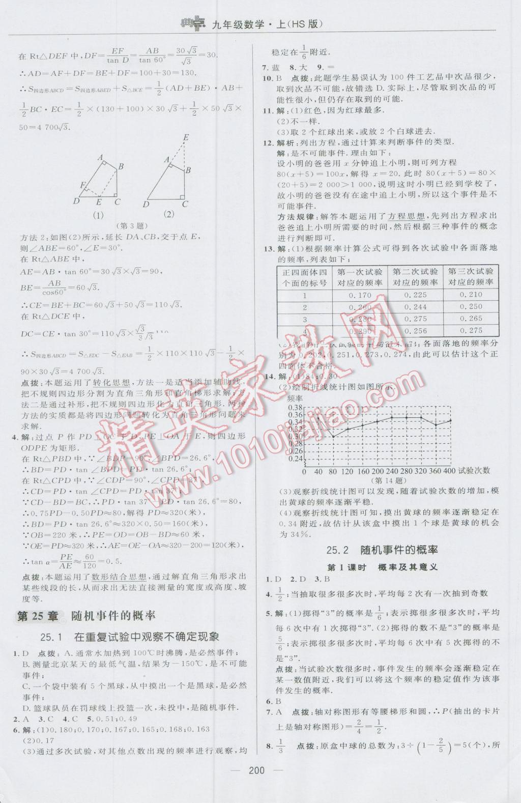 2016年综合应用创新题典中点九年级数学上册华师大版 参考答案第44页