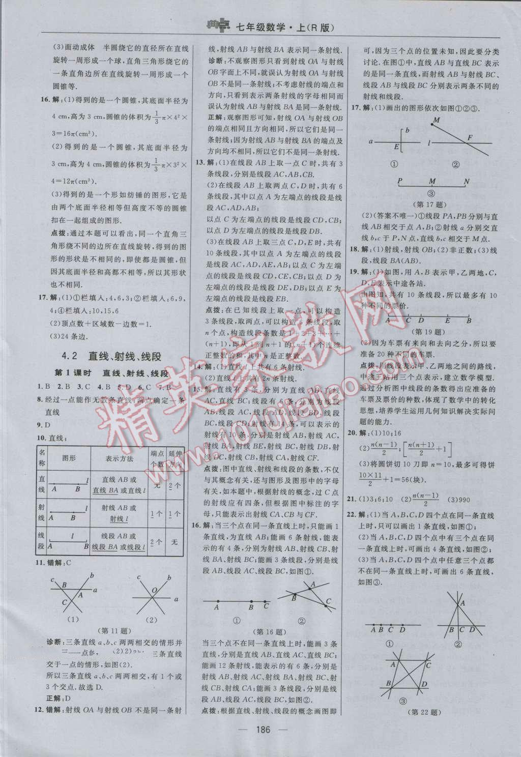 2016年综合应用创新题典中点七年级数学上册人教版 参考答案第30页