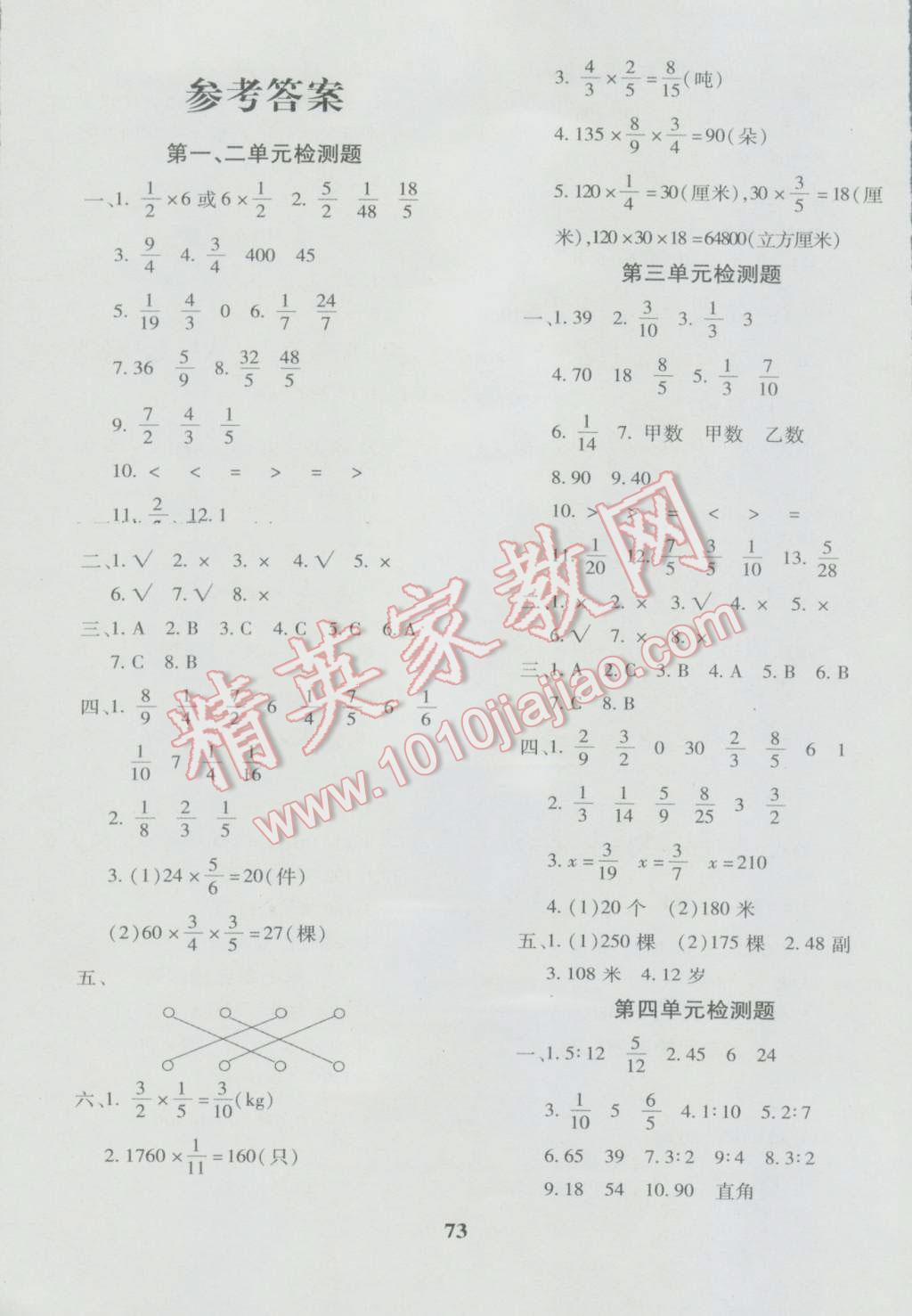 2016年黄冈360度定制密卷六年级数学上册青岛版 第1页