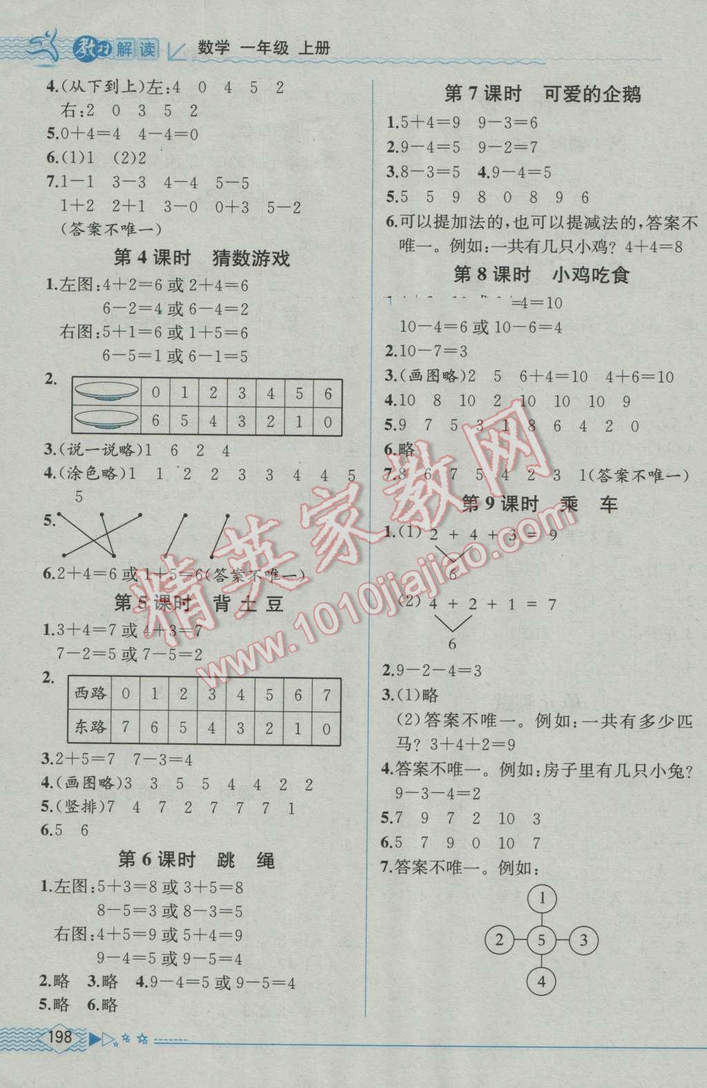 2016年教材解讀一年級(jí)數(shù)學(xué)上冊(cè)北師大版 參考答案第3頁(yè)