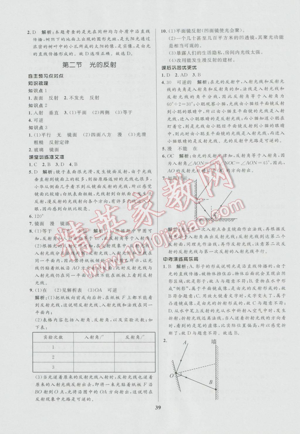 2016年天梯学案初中同步新课堂八年级物理上册 参考答案第11页