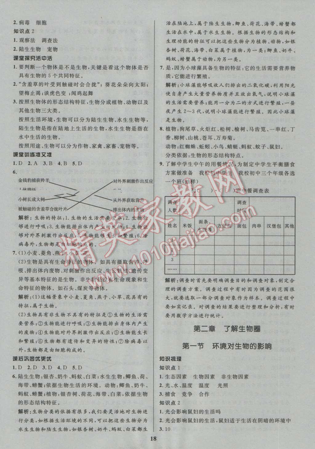 2016年天梯學(xué)案初中同步新課堂六年級生物上冊 參考答案第2頁