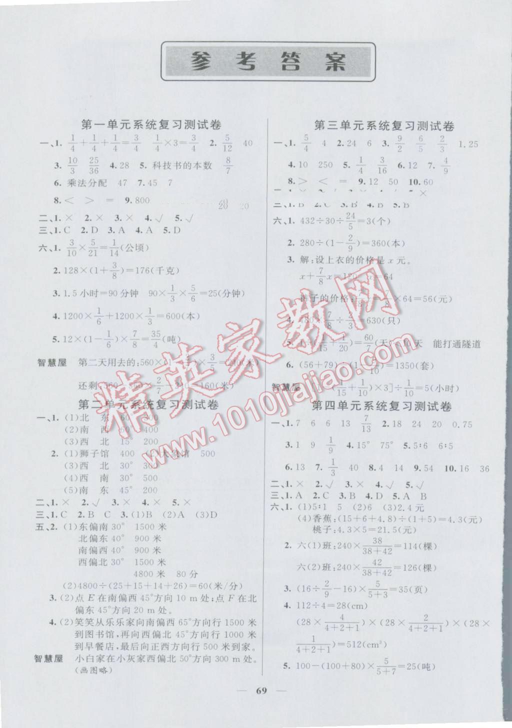 2016年智慧大考卷六年級(jí)數(shù)學(xué)上冊(cè)人教版 第1頁(yè)