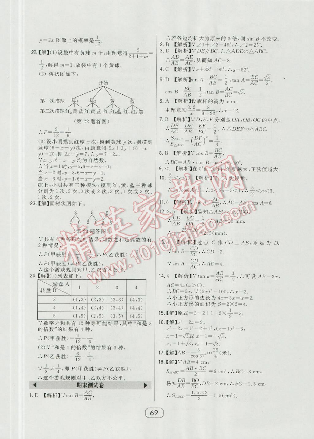 2016年北大綠卡九年級數(shù)學(xué)上冊華師大版 第41頁