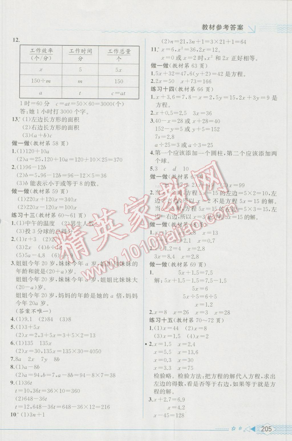 2016年教材解读五年级数学上册人教版 参考答案第17页