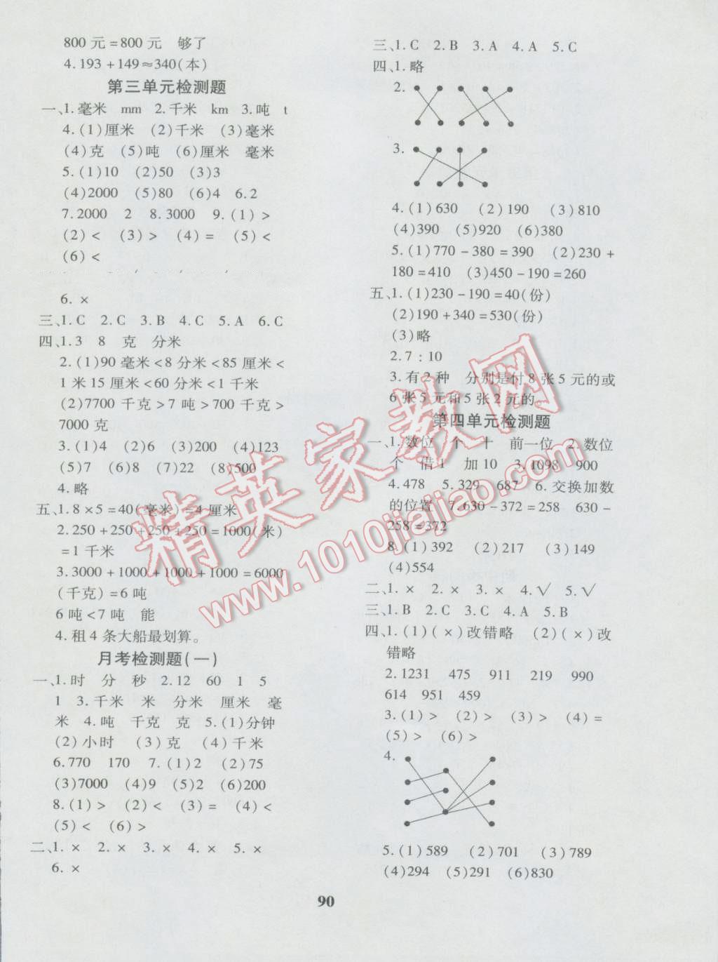 2016年教育世家状元卷三年级数学上册人教版 第2页