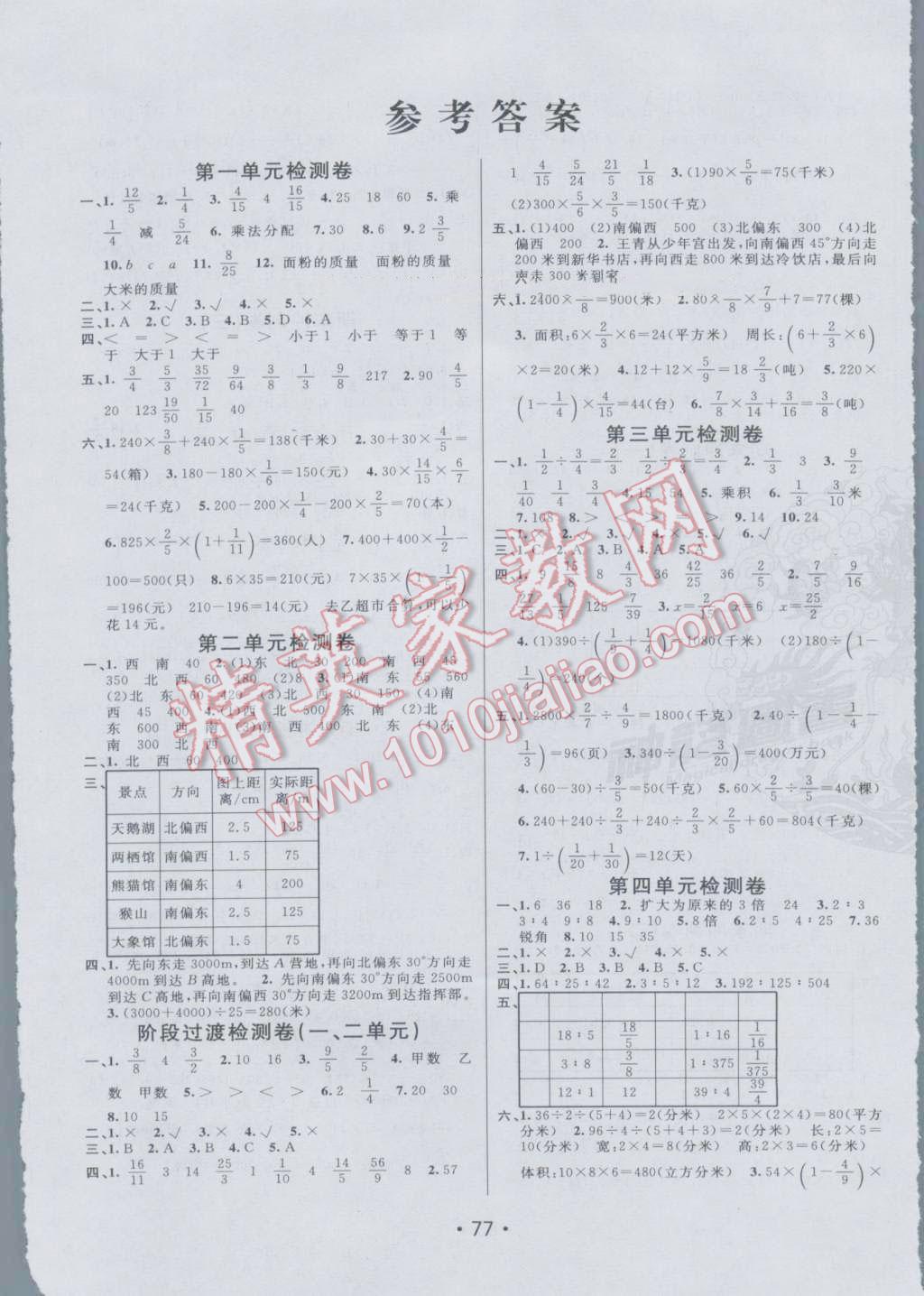 2016年期末100分闖關(guān)海淀考王六年級(jí)數(shù)學(xué)上冊(cè)人教版 第1頁