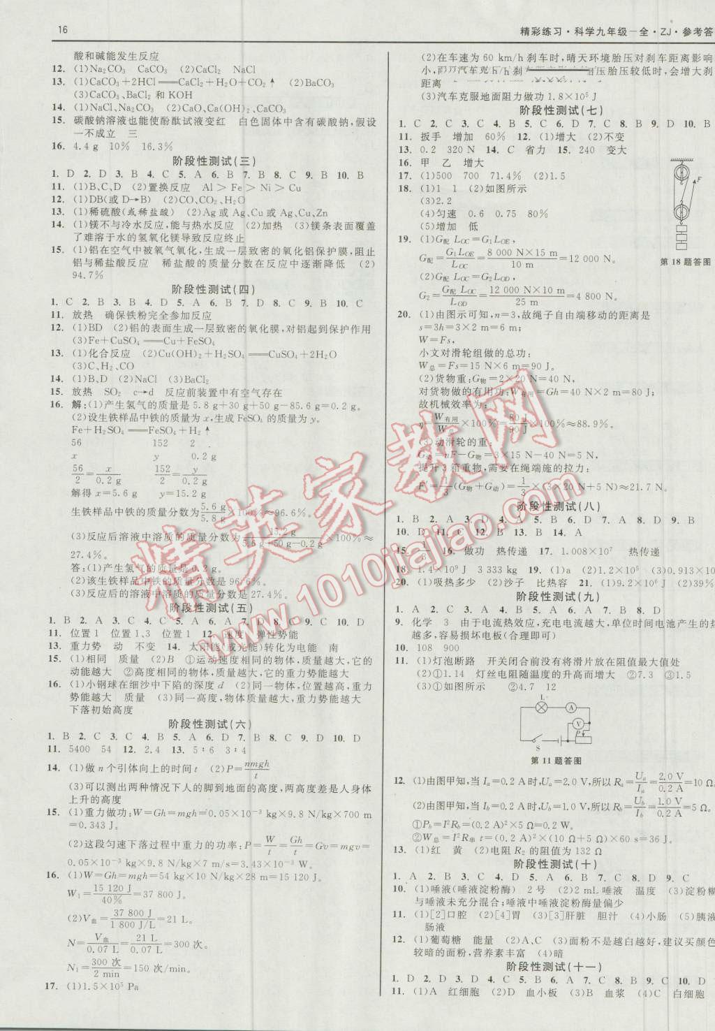 2016年精彩练习就练这一本九年级科学全一册浙教版 第16页