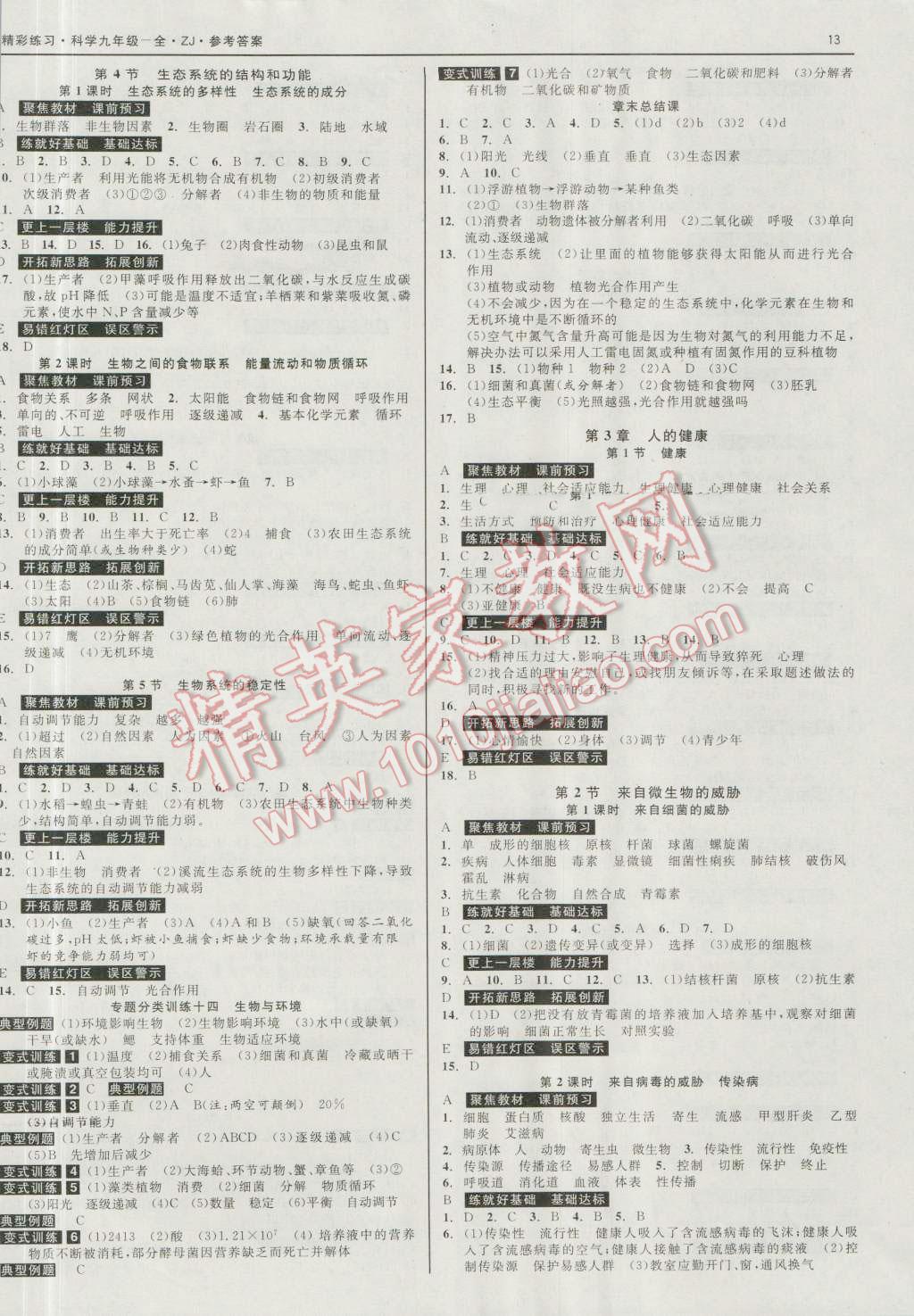 2016年精彩练习就练这一本九年级科学全一册浙教版 第13页