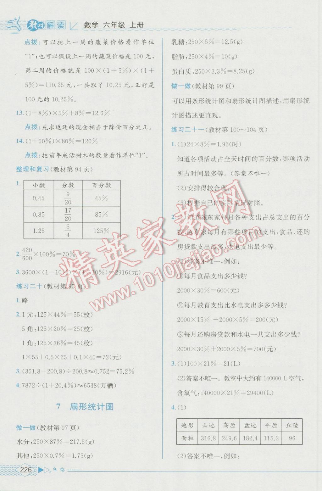 2016年教材解读六年级数学上册人教版 参考答案第24页