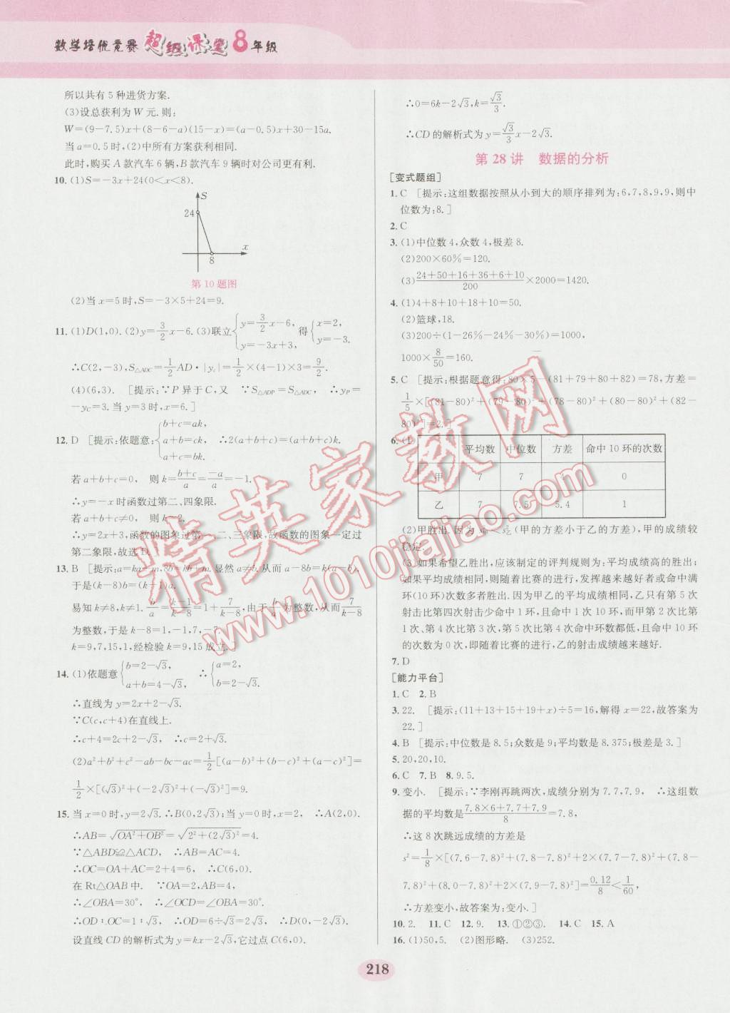 2016年數(shù)學(xué)培優(yōu)競賽超級課堂八年級第六版 參考答案第38頁