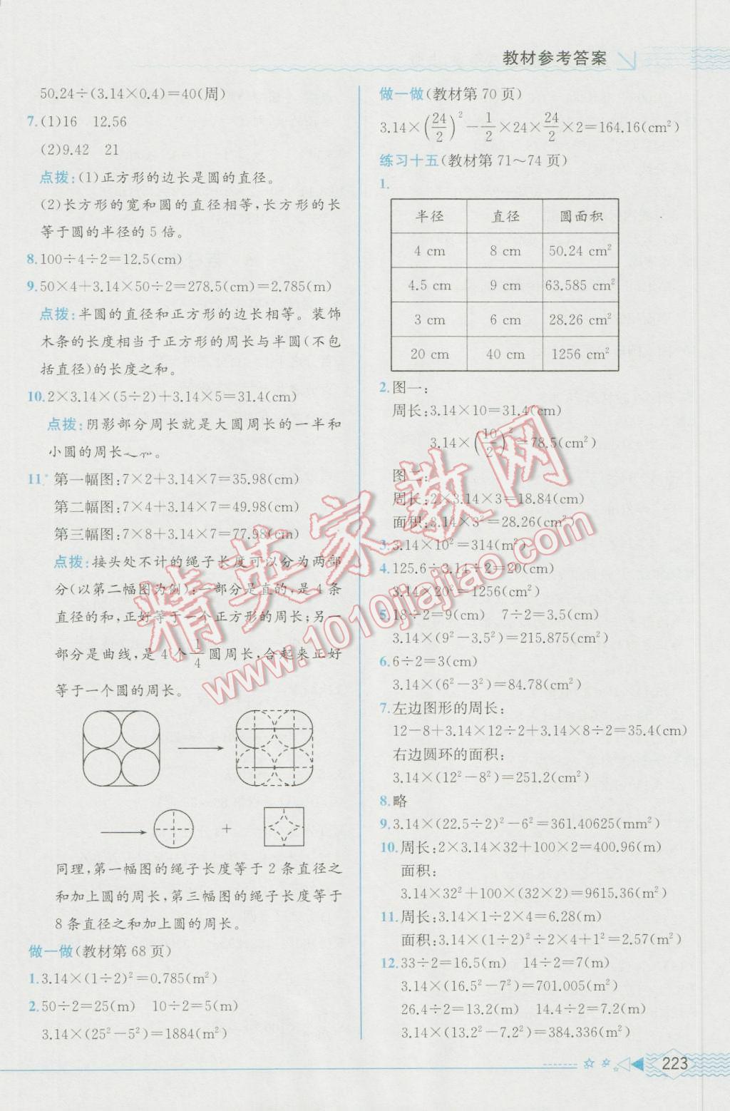 2016年教材解读六年级数学上册人教版 参考答案第21页