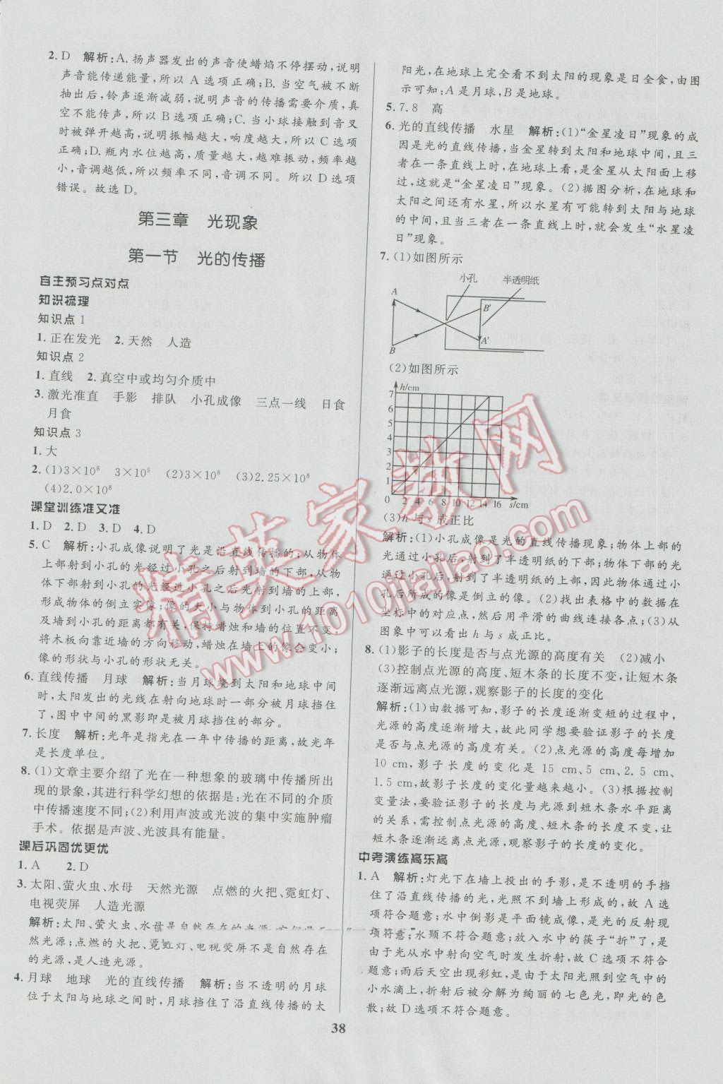 2016年天梯學(xué)案初中同步新課堂八年級物理上冊 參考答案第10頁