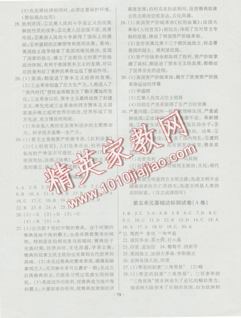 2016年優(yōu)化奪標(biāo)單元測(cè)試卷九年級(jí)歷史上冊(cè)人教版 第6頁