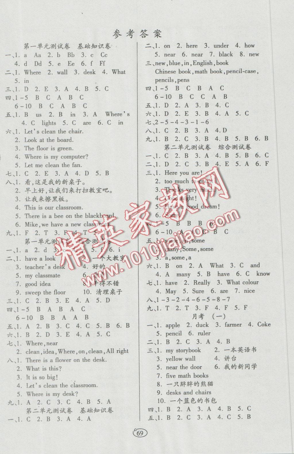 2016年培优夺冠金卷四年级英语上册人教版 第1页