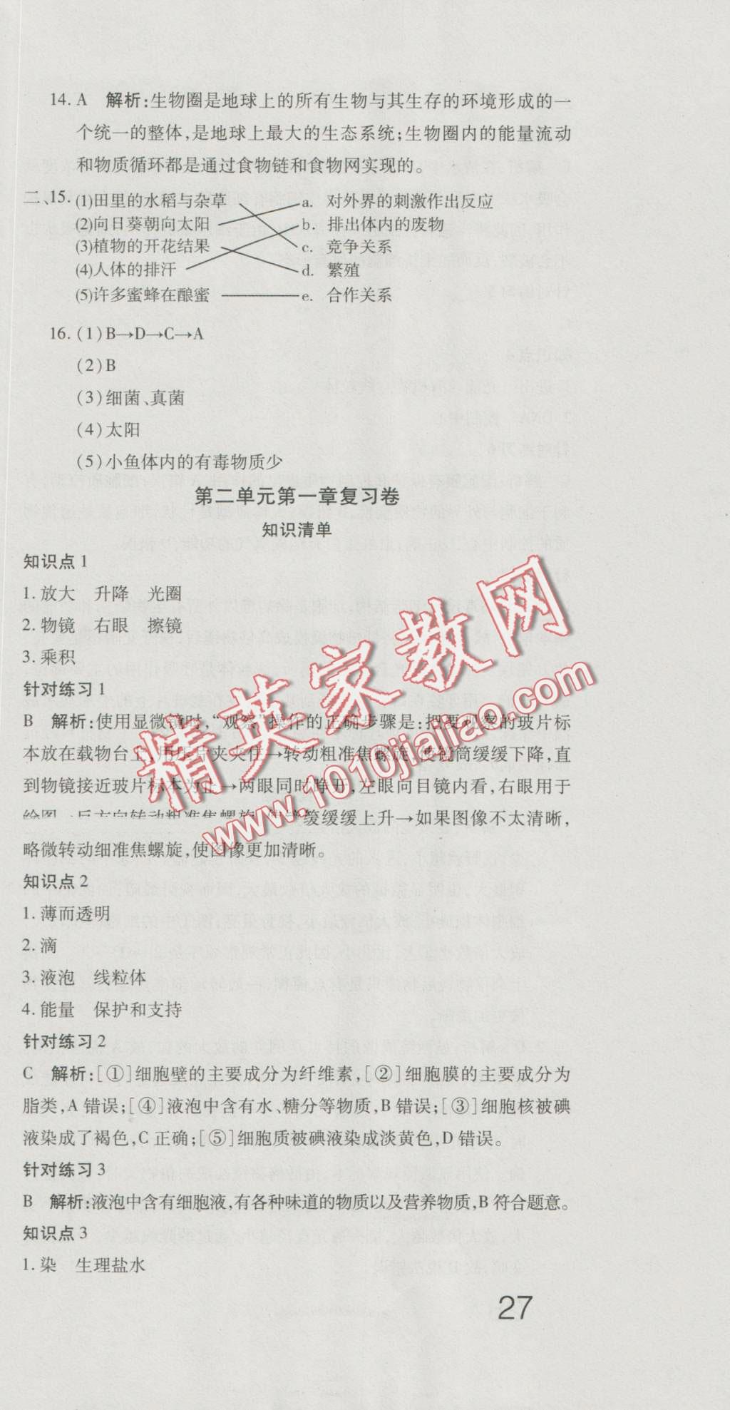 2016年奪冠沖刺卷七年級生物上冊人教版 第3頁