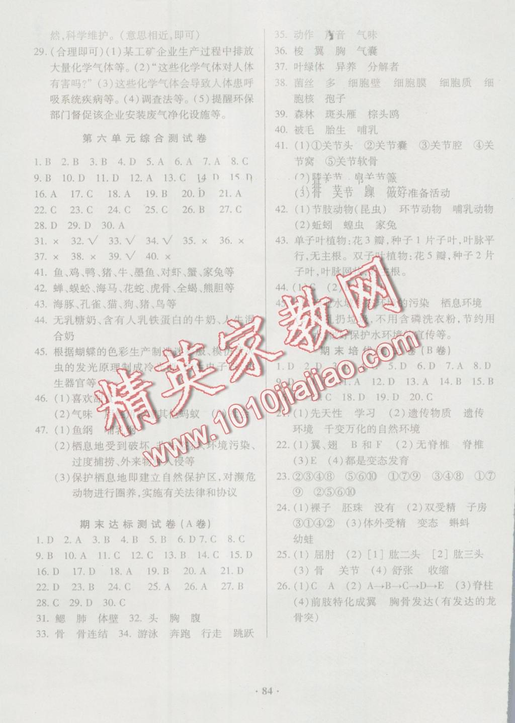 2016年優(yōu)化奪標(biāo)單元測(cè)試卷八年級(jí)生物上冊(cè)人教版 第8頁(yè)